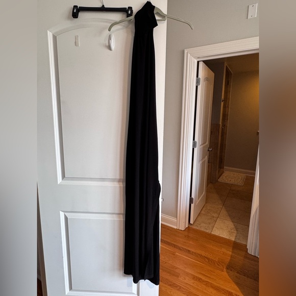 Norma Kamali Halter Turtle Side Slit Gown Black, M - Picture 3 of 7